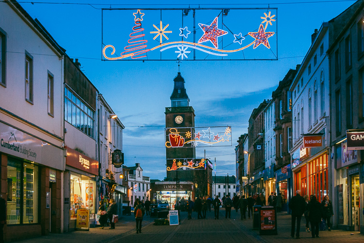 Dumfries town centre festive Xmas illumination