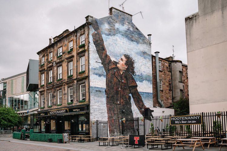 Two Billy Connolly murals – on Glasgow Mural Trail
