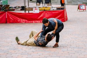 Provocative dance duets designed for public spaces