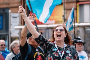 High spirits among Dumfries marches