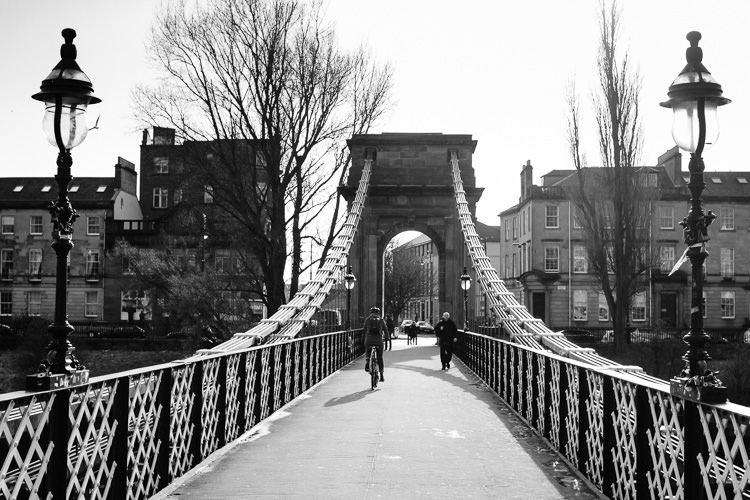 Glasgow suspension bridge over the river Clyde