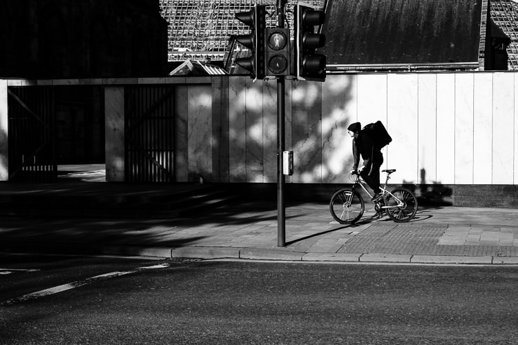 Cyclist outside St Andrews Cathedral