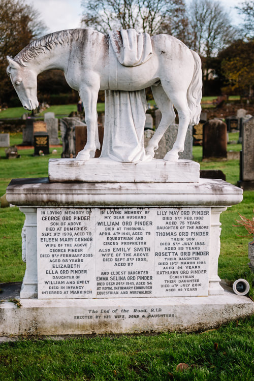 Monument in loving memory of William Ord Pinder, equestrian and circus proprietor