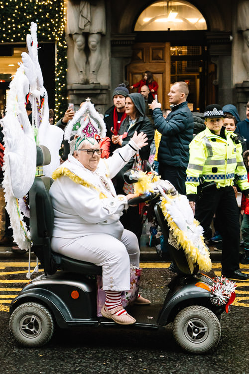 Snow maiden of Glasgow Style Mile Xmas parade
