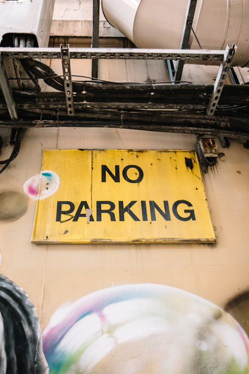 Altered "No Barking" traffic sign to fit the scene
